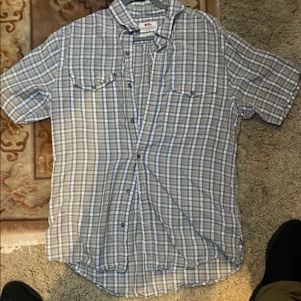 Fjallraven Men's Blue and White Plaid Shirt